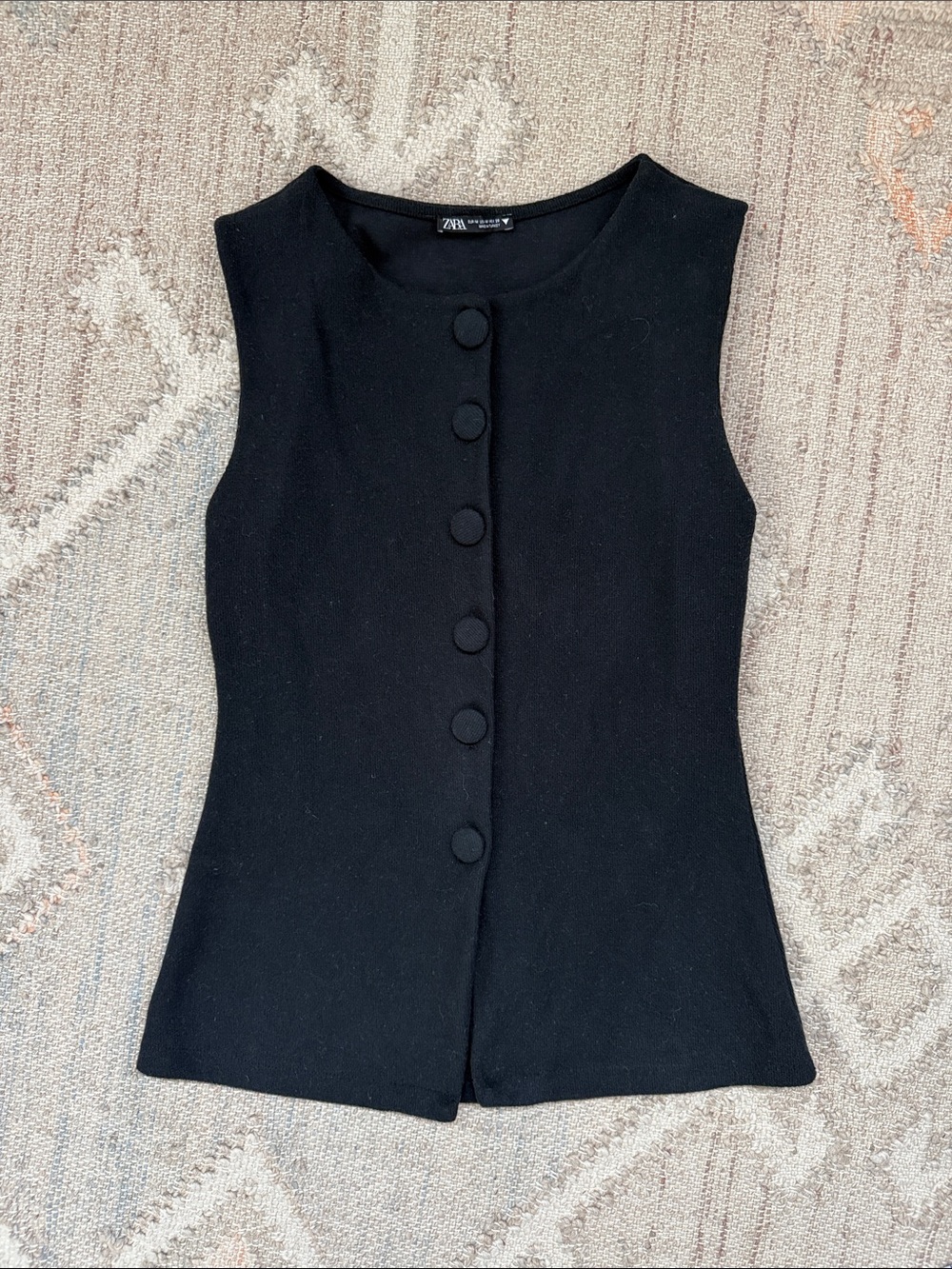 Zara Knit Vest with Covered Buttons